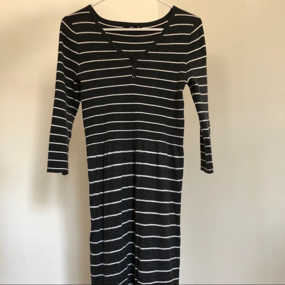 MNG Mango gray striped sweater dress size S